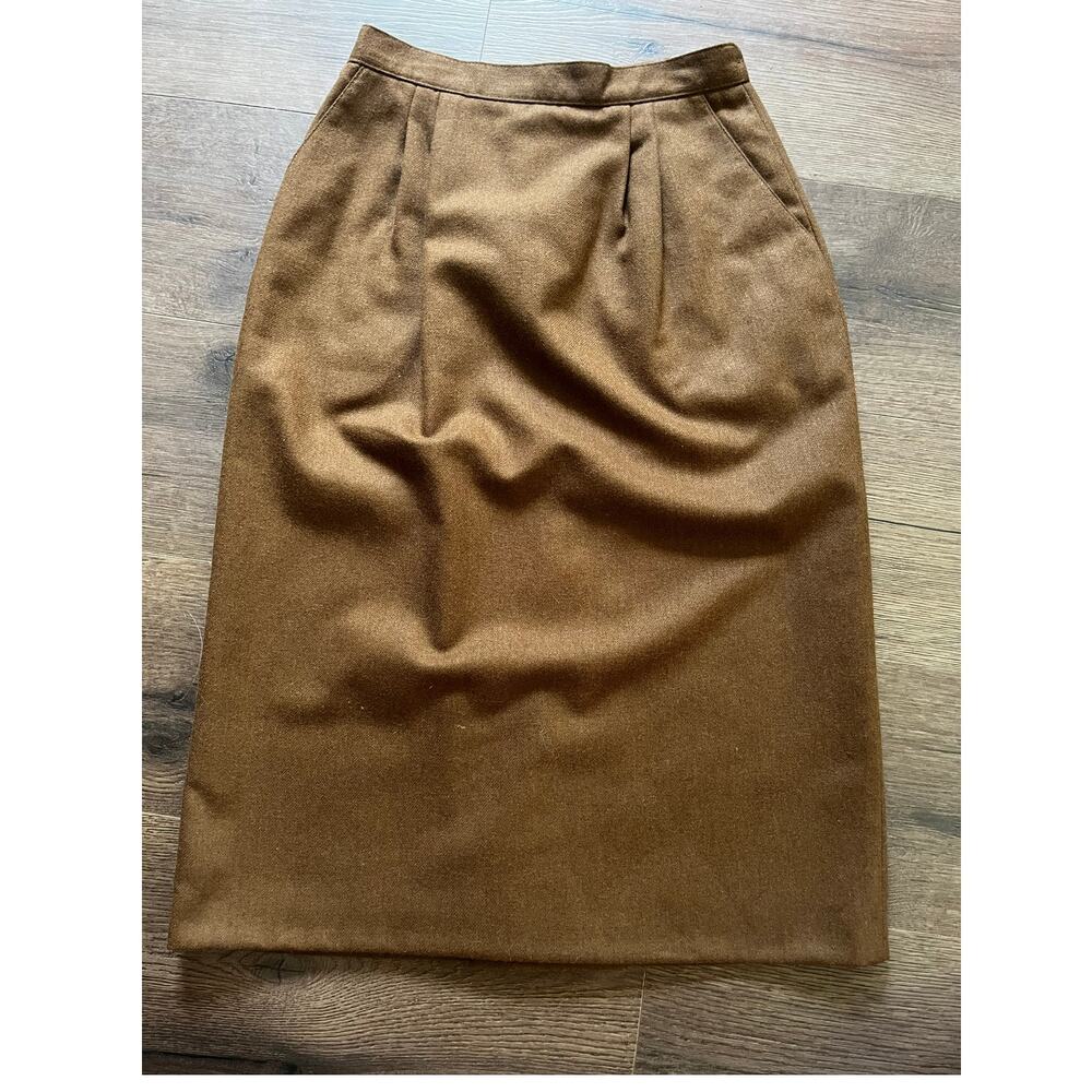 Vintage Country Suburbans Brown Pencil Skirt Union Made USA 27" Waist Lined